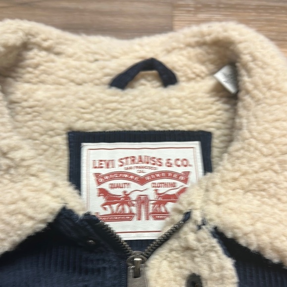 Levi’s Strauss Green Corduroy Jacket, Mens Small Sherpa Trucker, Snap Closure - Picture 2 of 8